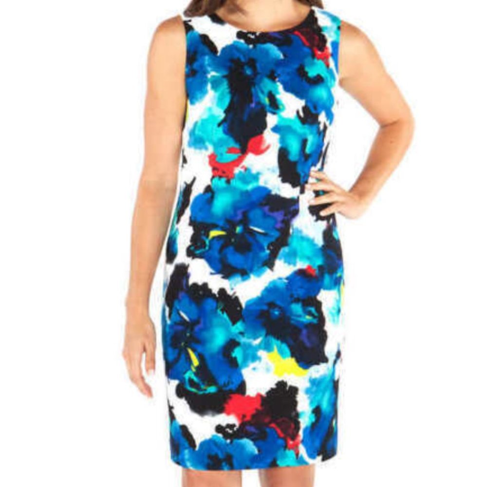 Mario Serrani Italy Watercolor Abstract Sheath Dress